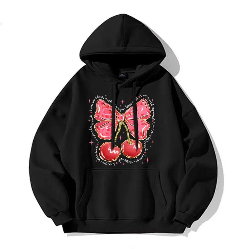 Love You Cherry Much Pink Heart Hoodie