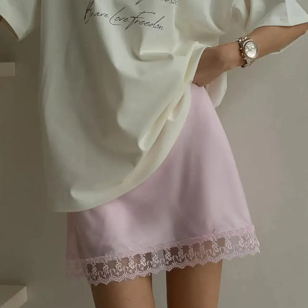 Mini Lace Satin A-Line Skirt