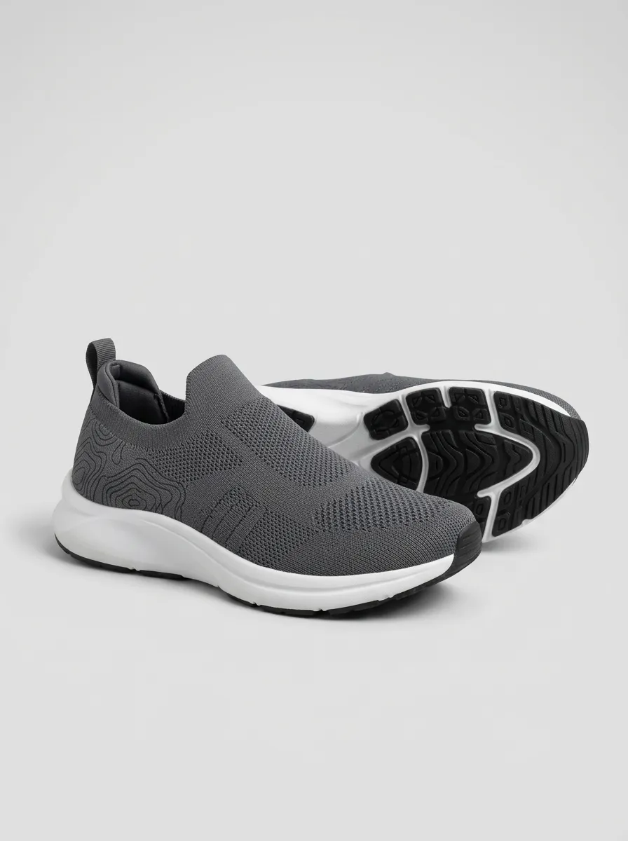 Unisex Minimalist Topographic Pattern Print Sneakers