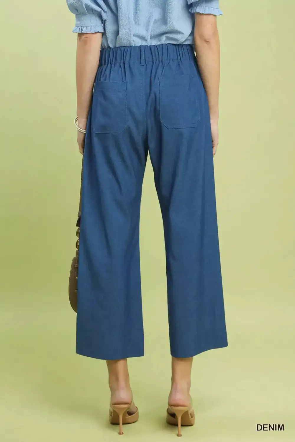 Wide Leg Cropped Pocketed High Waist Jeans
