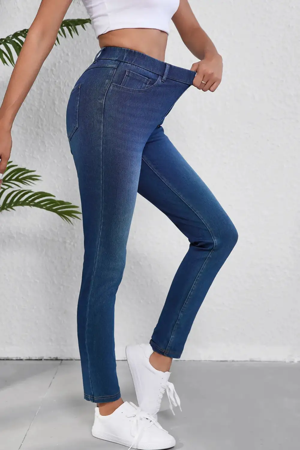 High Waist Skinny Pocketed Denim Jeans
