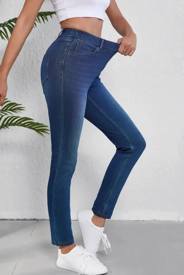 High Waist Skinny Pocketed Denim Jeans
