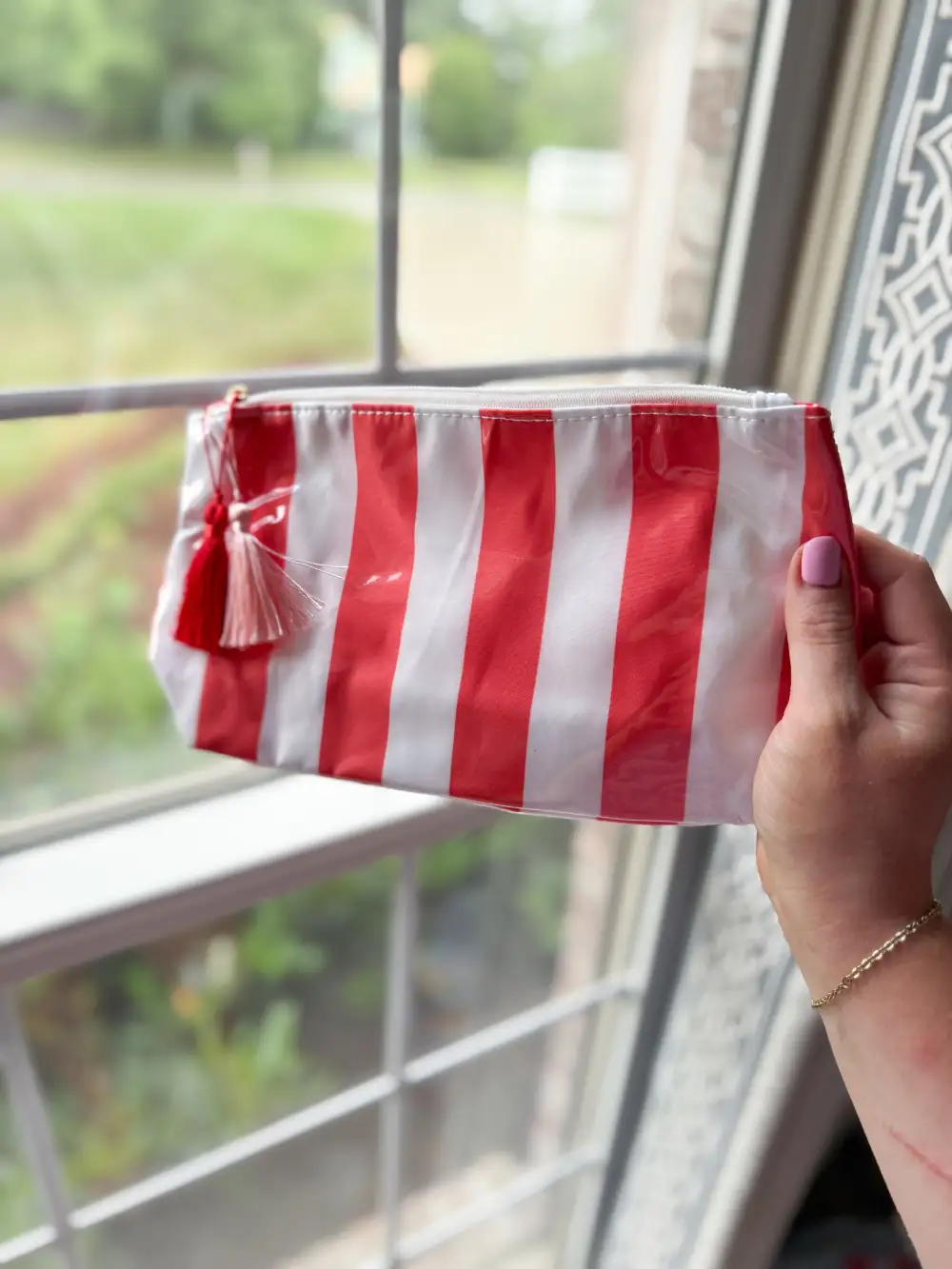 Soft Striped Makeup Bag