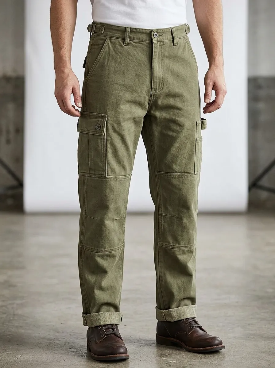 Men's Relaxed Canvas Functional Cargo Pants