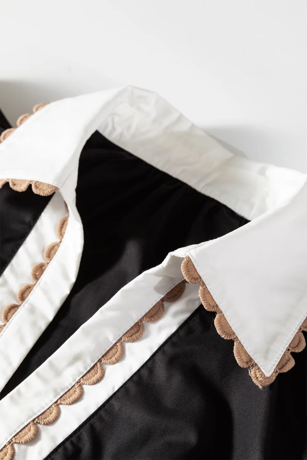 Black Ricrac Trim Block Patchwork Blouse