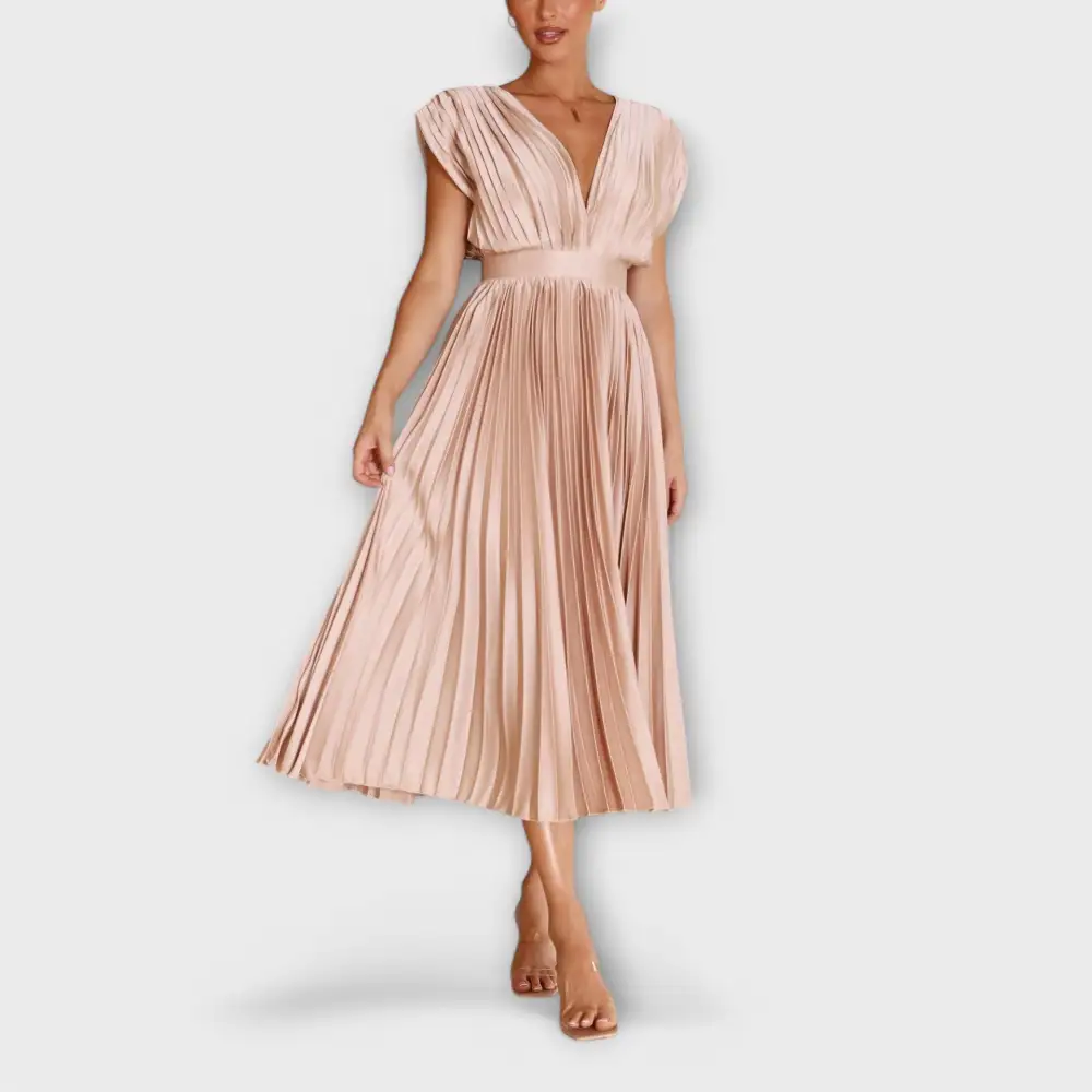 Pleated Flowing Relaxed Casual Dress