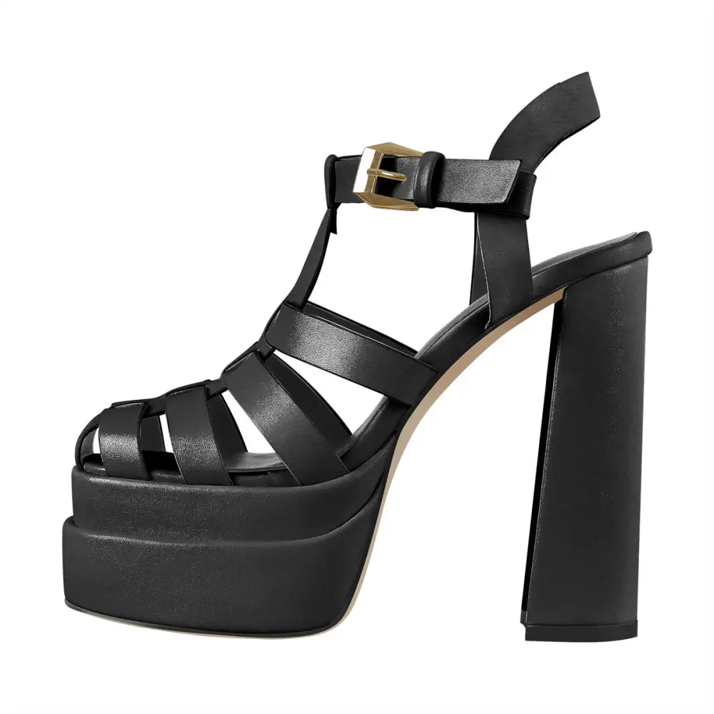 Platform Chunky High Heel Hollow Out Strappy Sandals