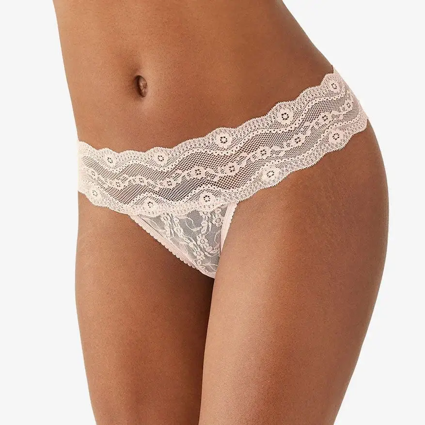 Women's High Cut Seamless Cotton Gusset Stretch Lace Cotton Second Skin Soft Fabric Supportive Fit Tanga Panty