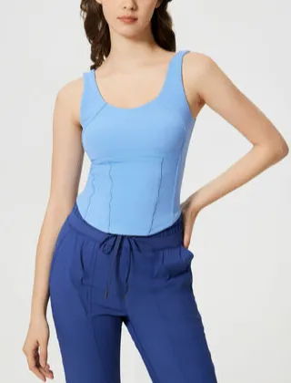 Round-Neck Wide-Strap Removable-Pad  Tank Top