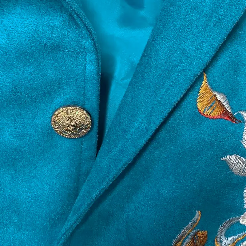 Embroidered Tailored Suede Blazer