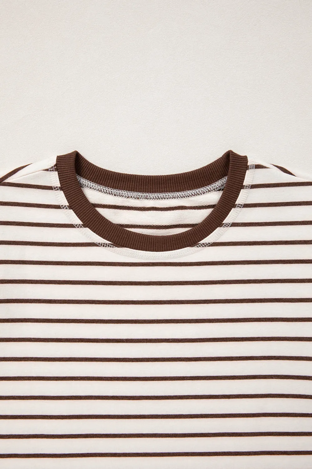 Brown Stripe Ribbed Round Neck Tank Top