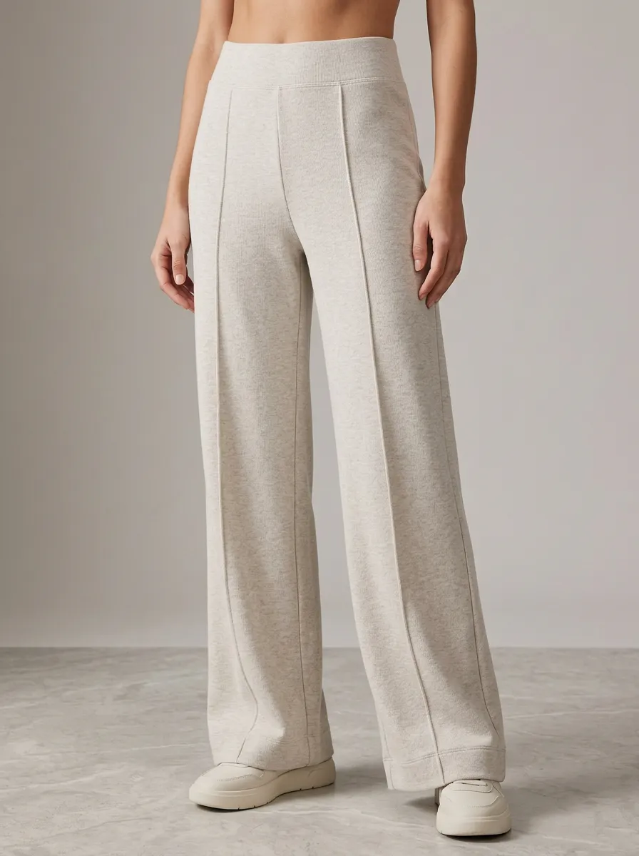 Women's Wide-Leg High-Waisted Seamed Sport Pants