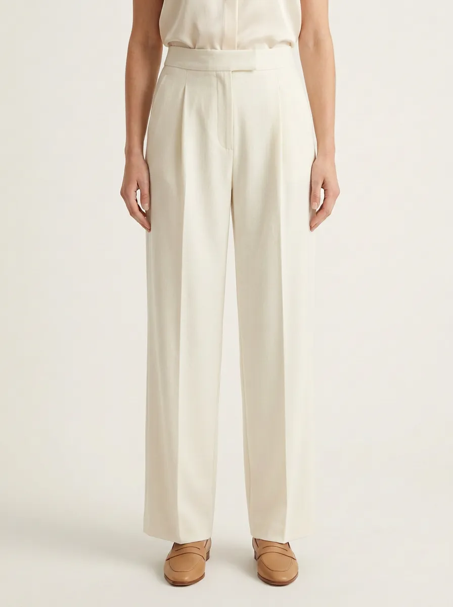 Classic Form Pleated Wide-Leg Trousers