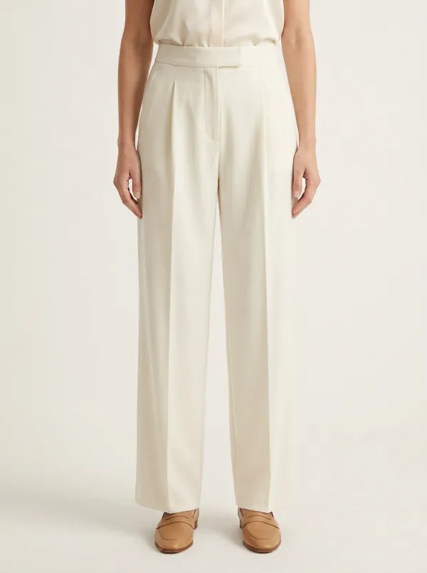 Classic Form Pleated Wide-Leg Trousers