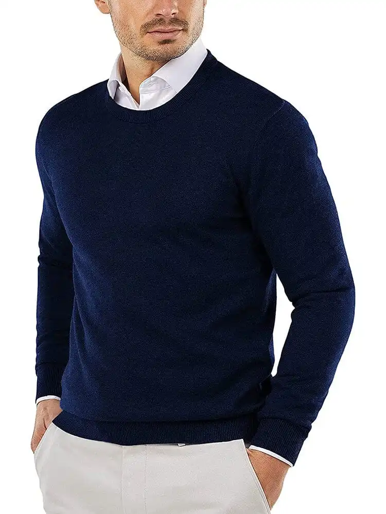 Crew Neck Slim Fit Pullover Knitted Sweater Jeans