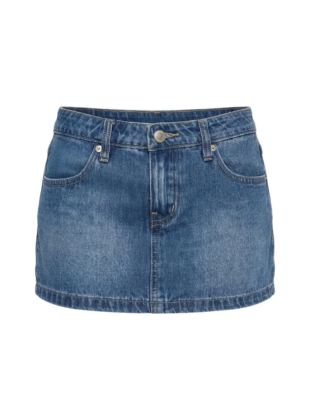 Mid Blue Wash Low-Rise Micro Denim Skort