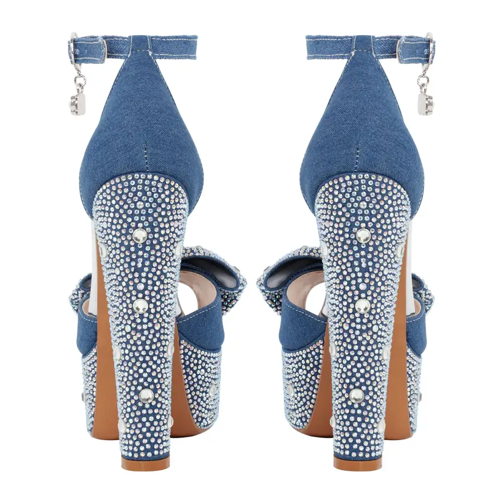 Rhinestone Bow Peep Toe High Heel Sandals