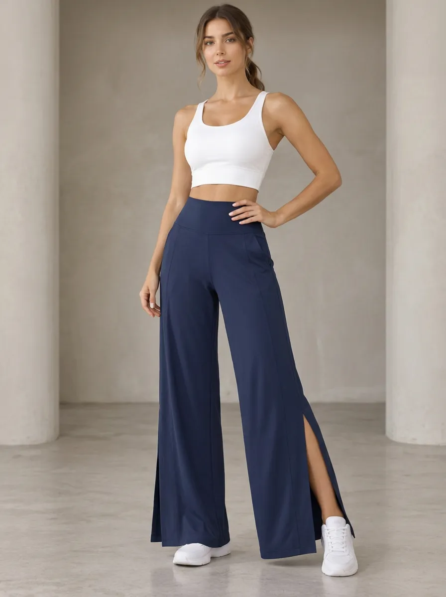 Women's Balanced Movement Wide Leg Side Slit Athletic Pants