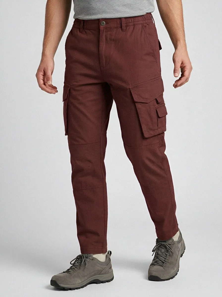 Men's Outdoor Tactical Olive Green Multi-Pocket Elasticized Waist Cargo Pants