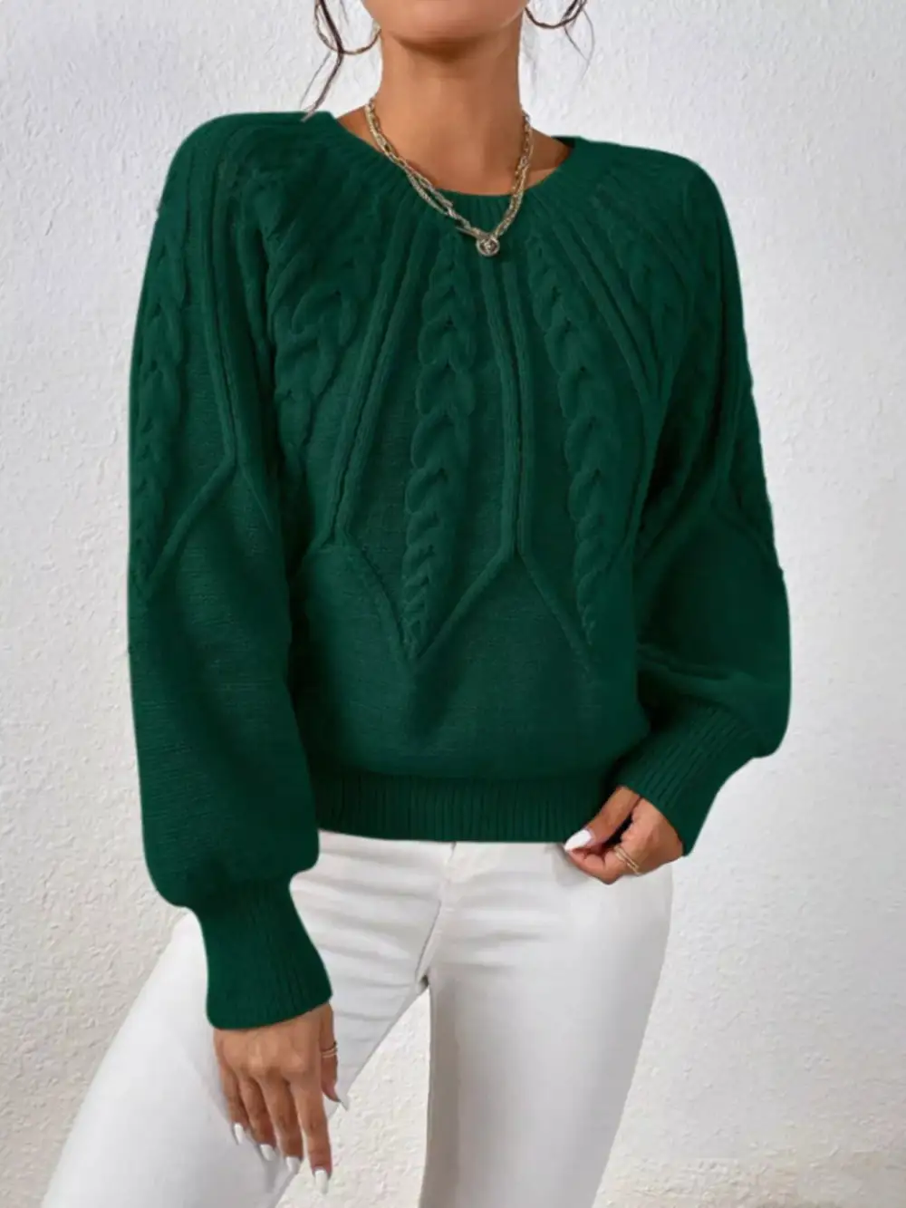 Essential Long Sleeve Cable Knit Sweater