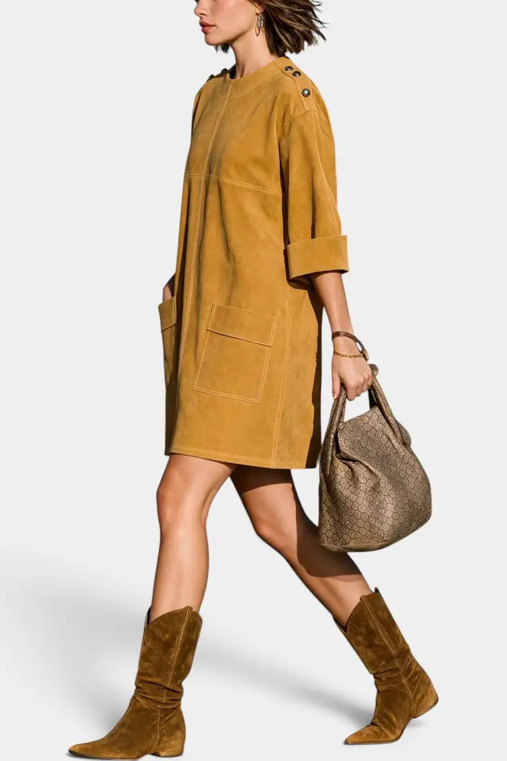 Suede-Look Mini Dress