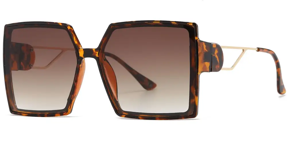 Square Plastic Sunglasses With Flat Lens