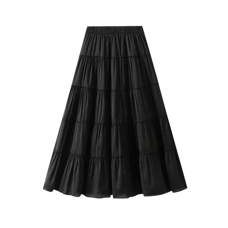 Classic Midi A-Line Pleated Ruffle Skirt
