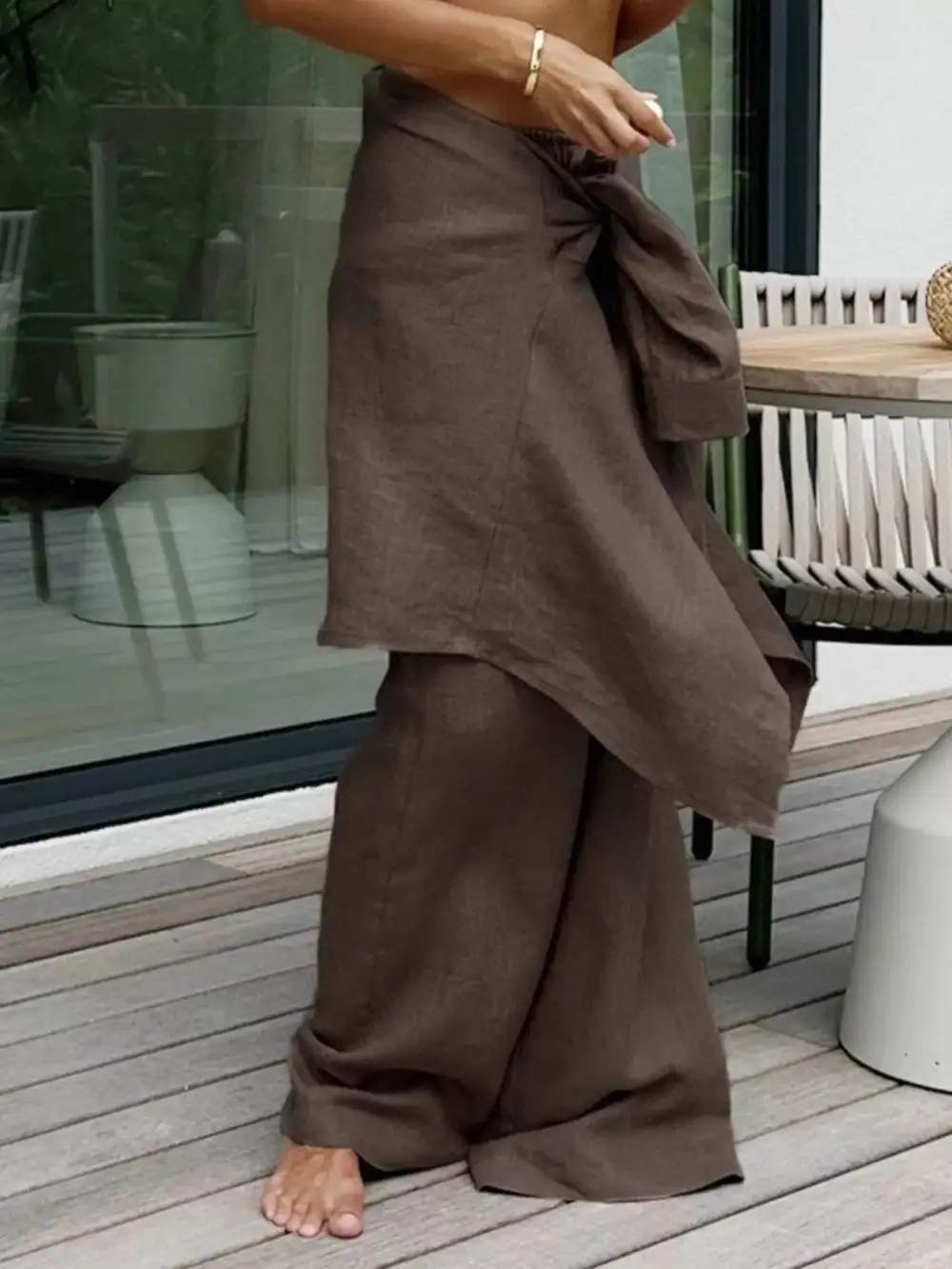 Relaxed Fit Button Up Shirt and Pants Two Piece Set