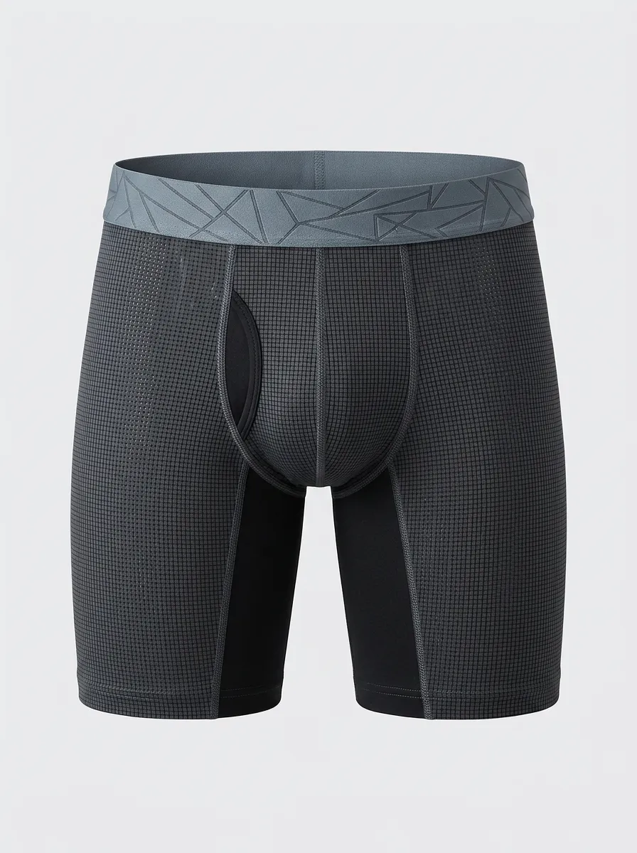 Men's Athletic Performance Geometric Pattern Printed Boxer Briefs