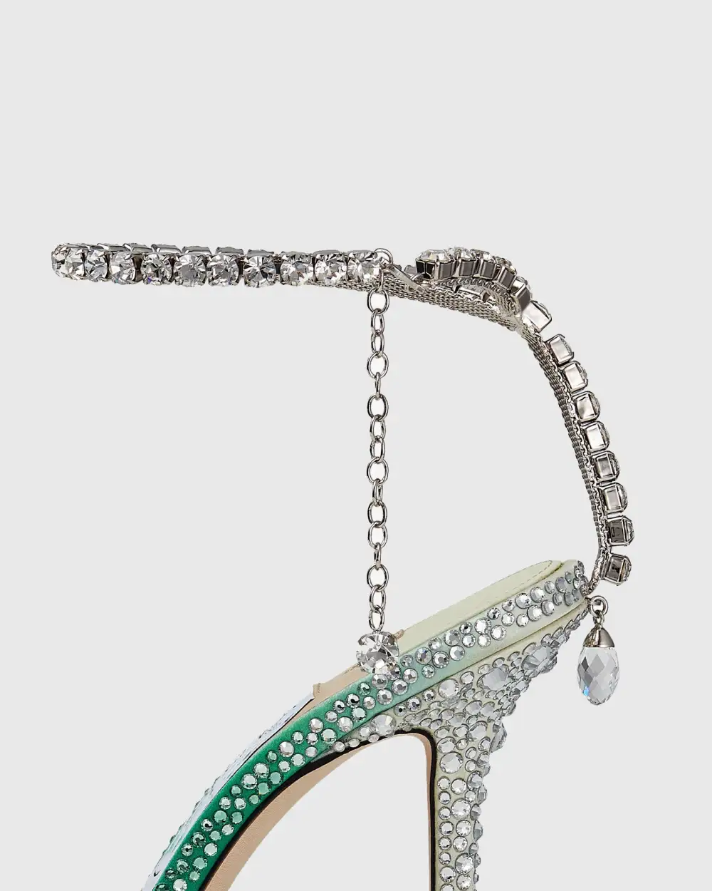 Rhinestone Embellished Pumps in Dark Green