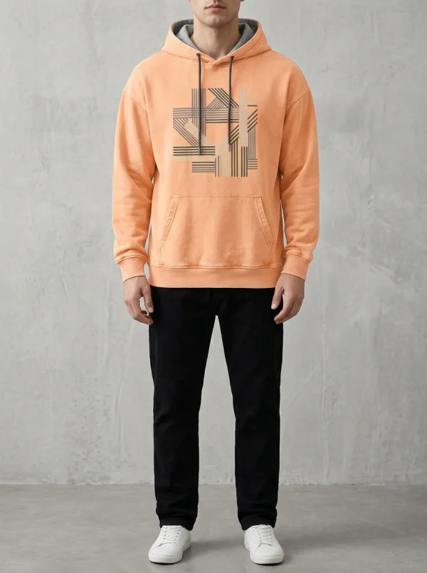 Men's Geometric Abstract Lines Print Hoodie