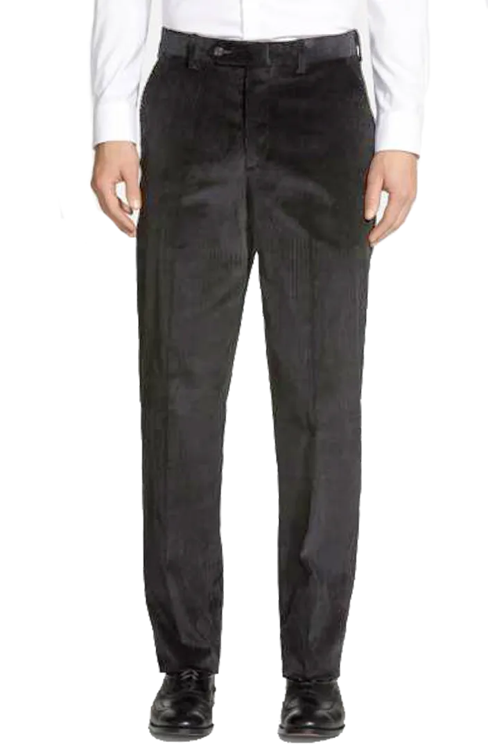 Corduroy Poplin Microfiber Performance Flat Front Trousers