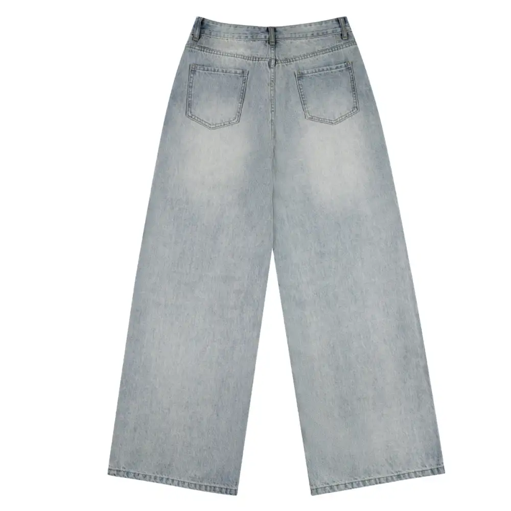 Wide Leg Baggy Distressed Denim Jeans