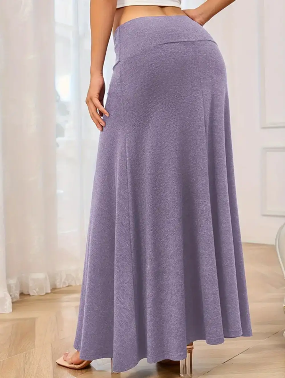 Knit High Waist Midi Skirt