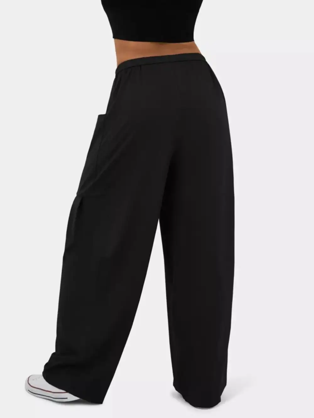 High Waisted Drawstring Wide Leg Pants