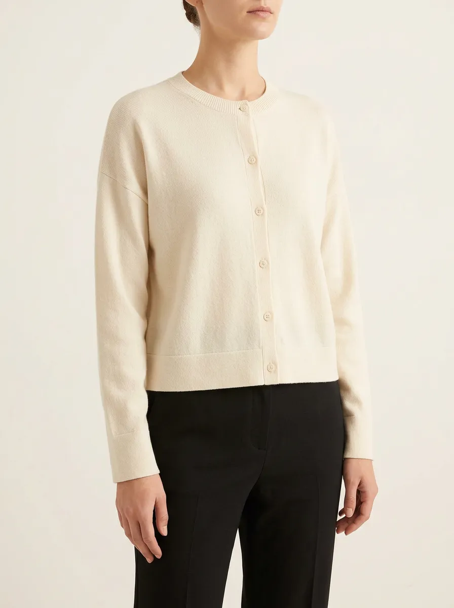 Women's Crew Neck Button-Down Cardigan