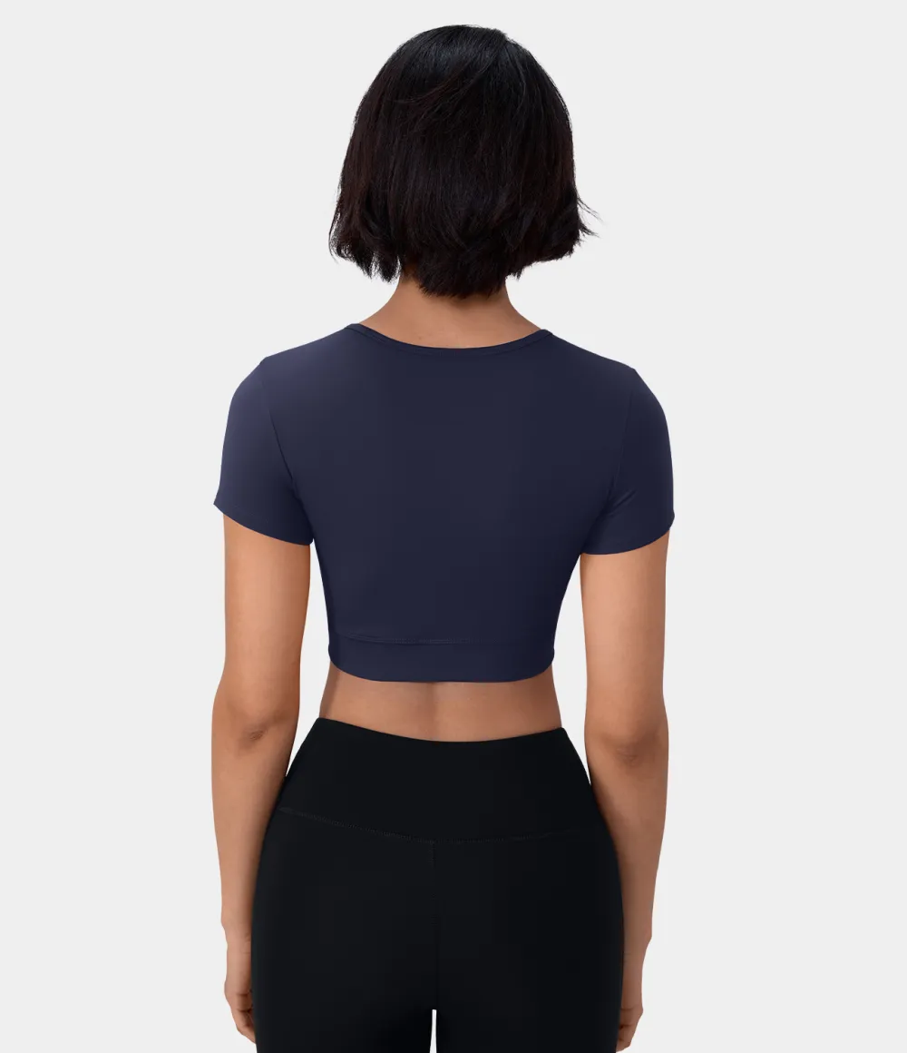 Softlyzero Plush Crossover Hem Cropped Sports Top