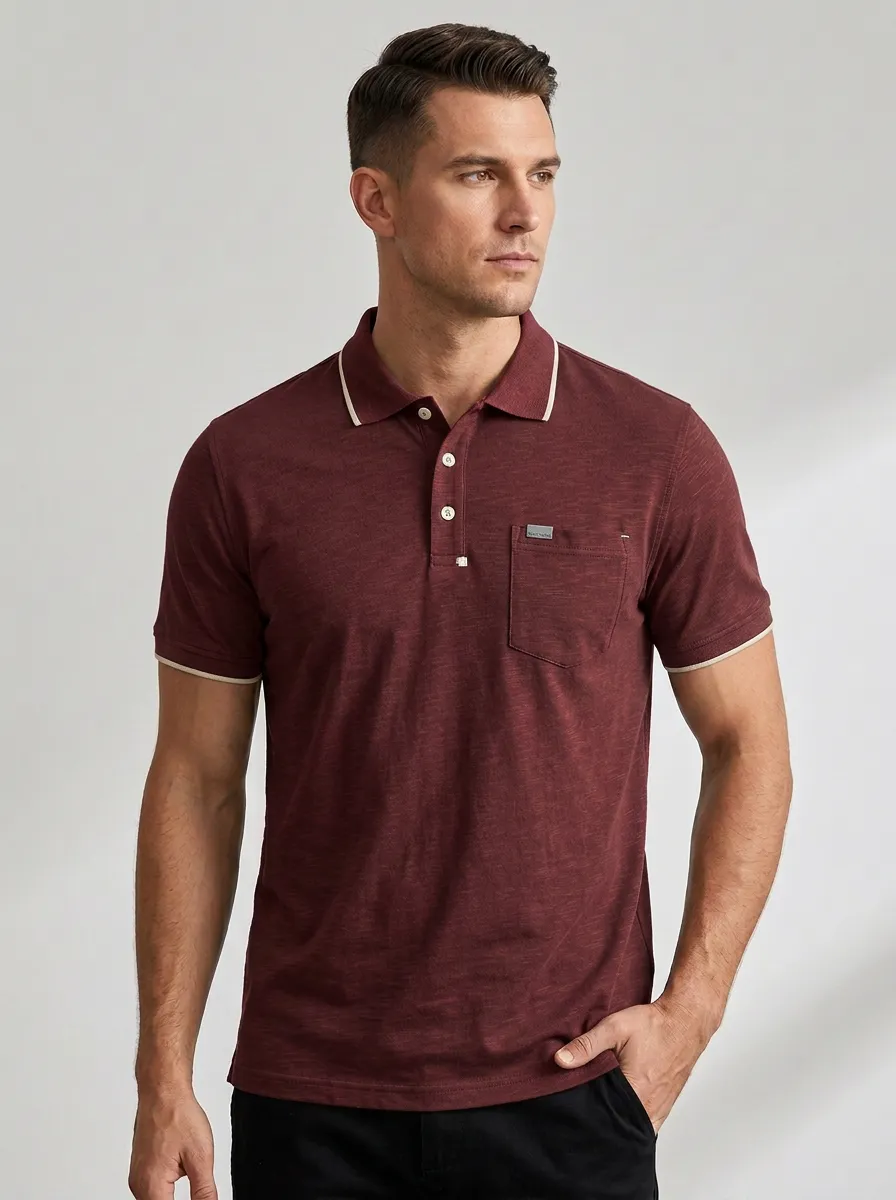 Men's Refined Pocket Contrast-Trim Polo Shirt