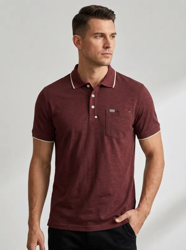 Men's Refined Pocket Contrast-Trim Polo Shirt