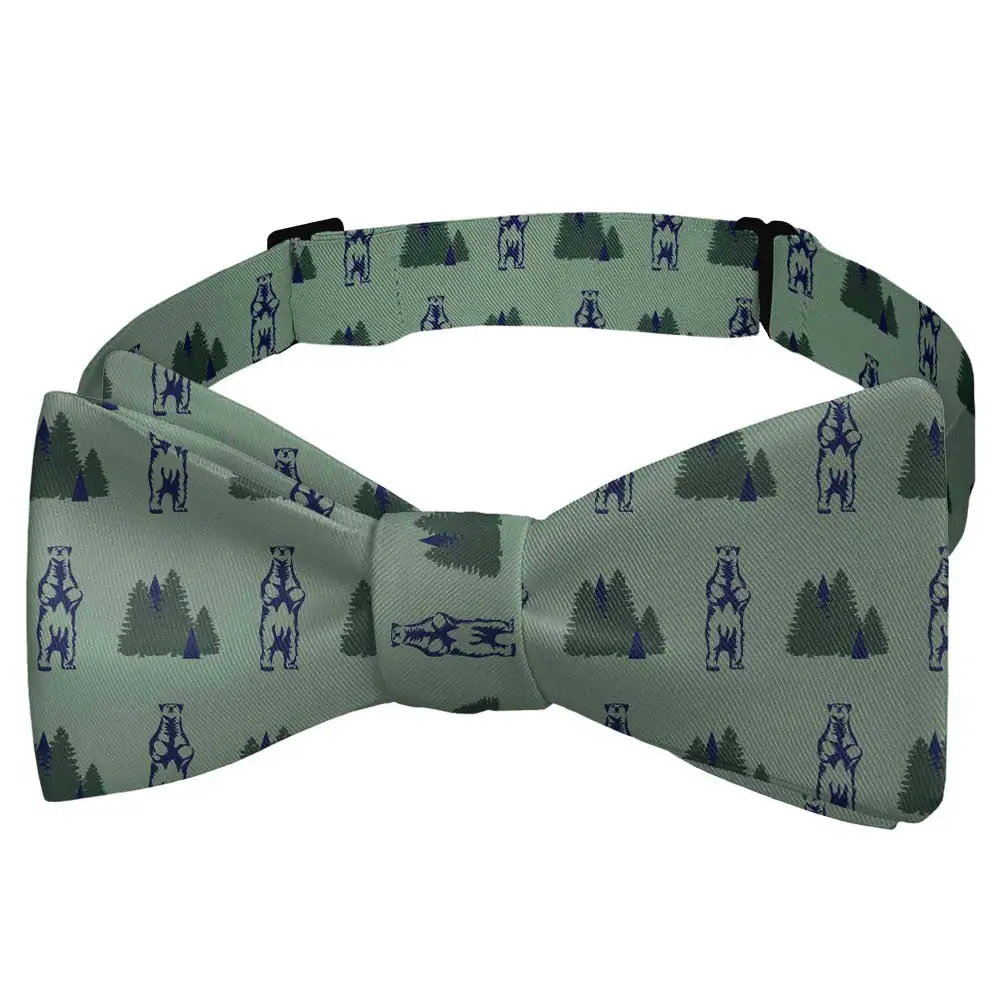 Bear The Woods Pattern Bow Tie