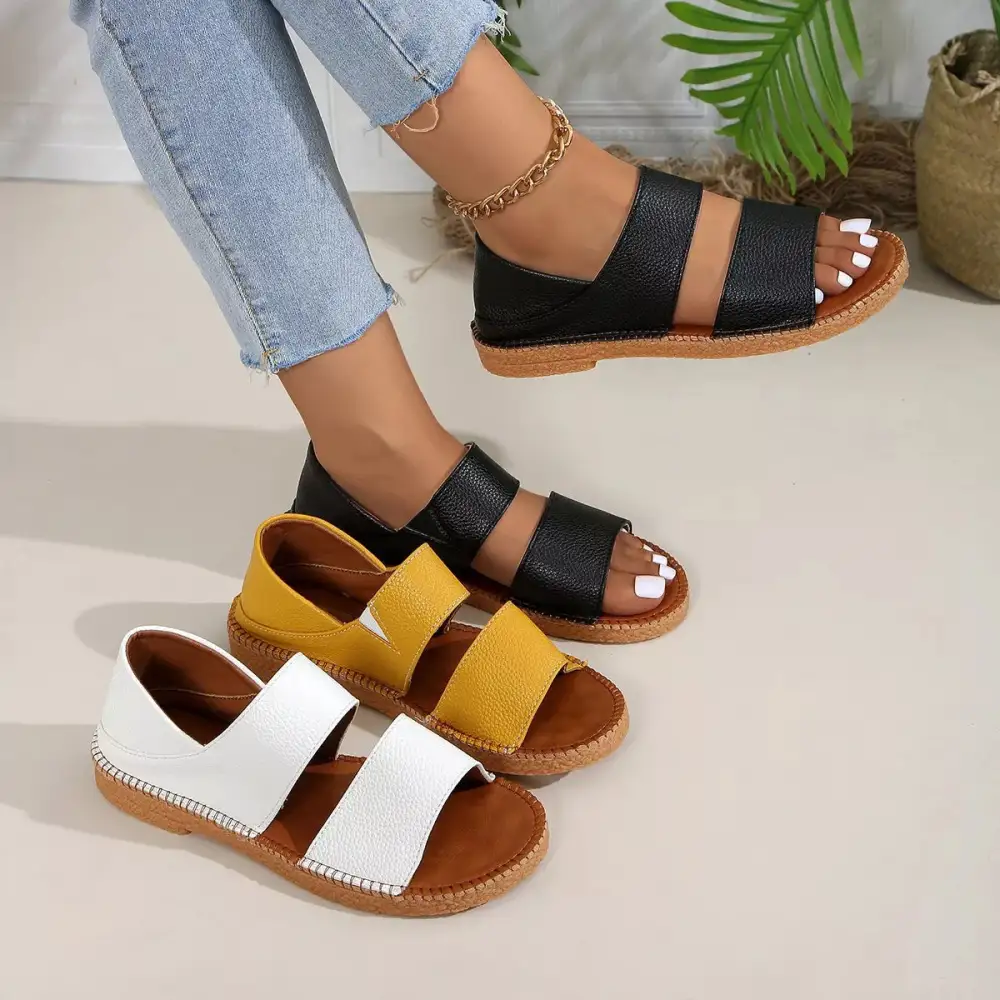 Flexible Open-Toe Flat Sandals