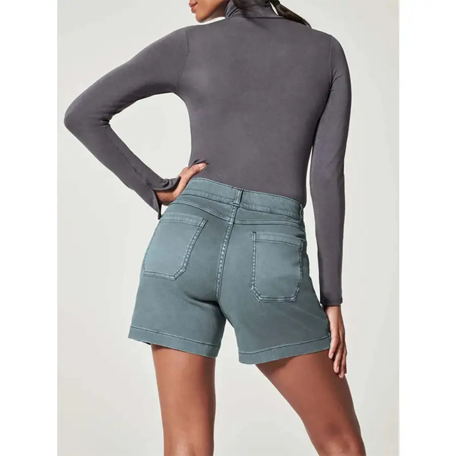 Pocketed Washed Denim Shorts