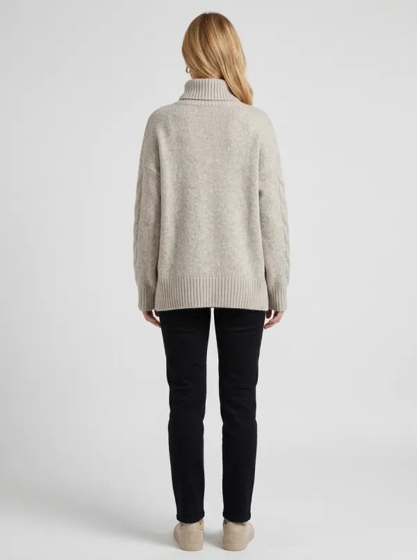 Women's Boho Geometric Pattern Printed Turtleneck Sweater