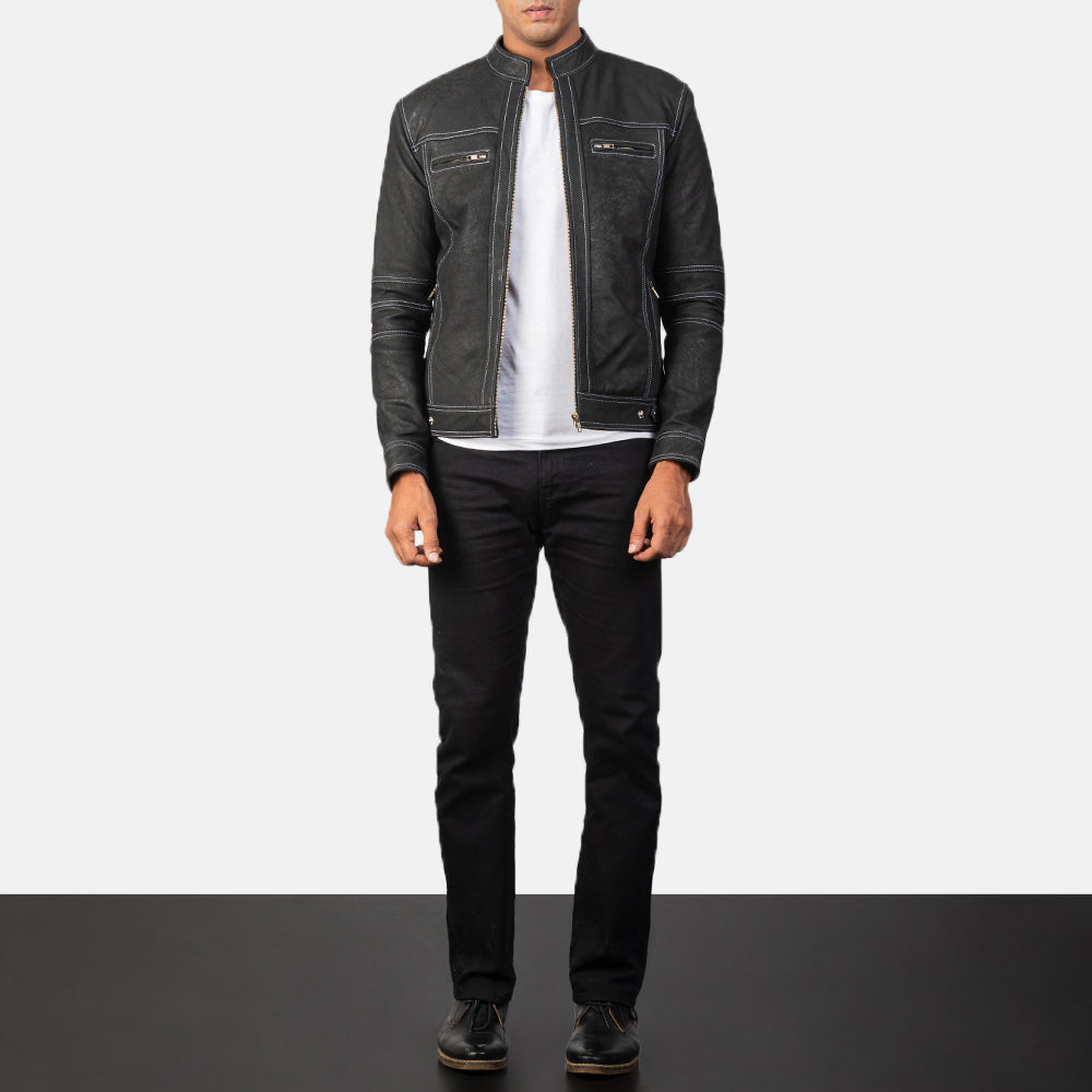Men's Rugged Leather Distressed Jacket