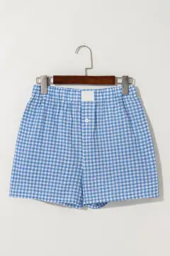 Plaid Gingham Printed High Waist Shorts