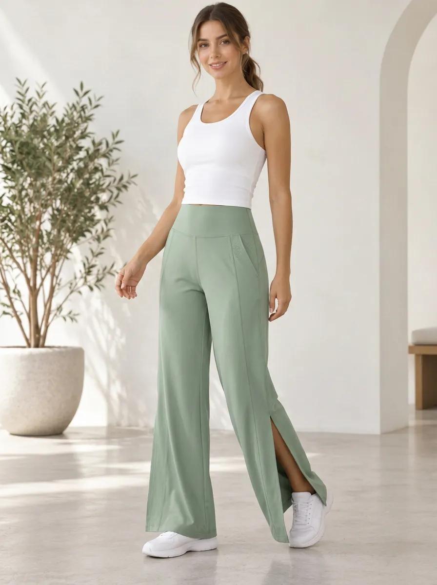 Flexible Motion Women's Wide Leg Side Slit Active Pants