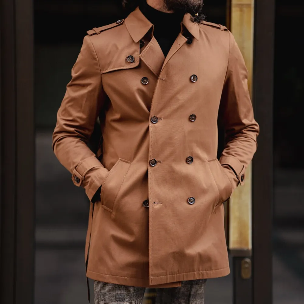 Double Breasted Slim Fit Longline Long Coat