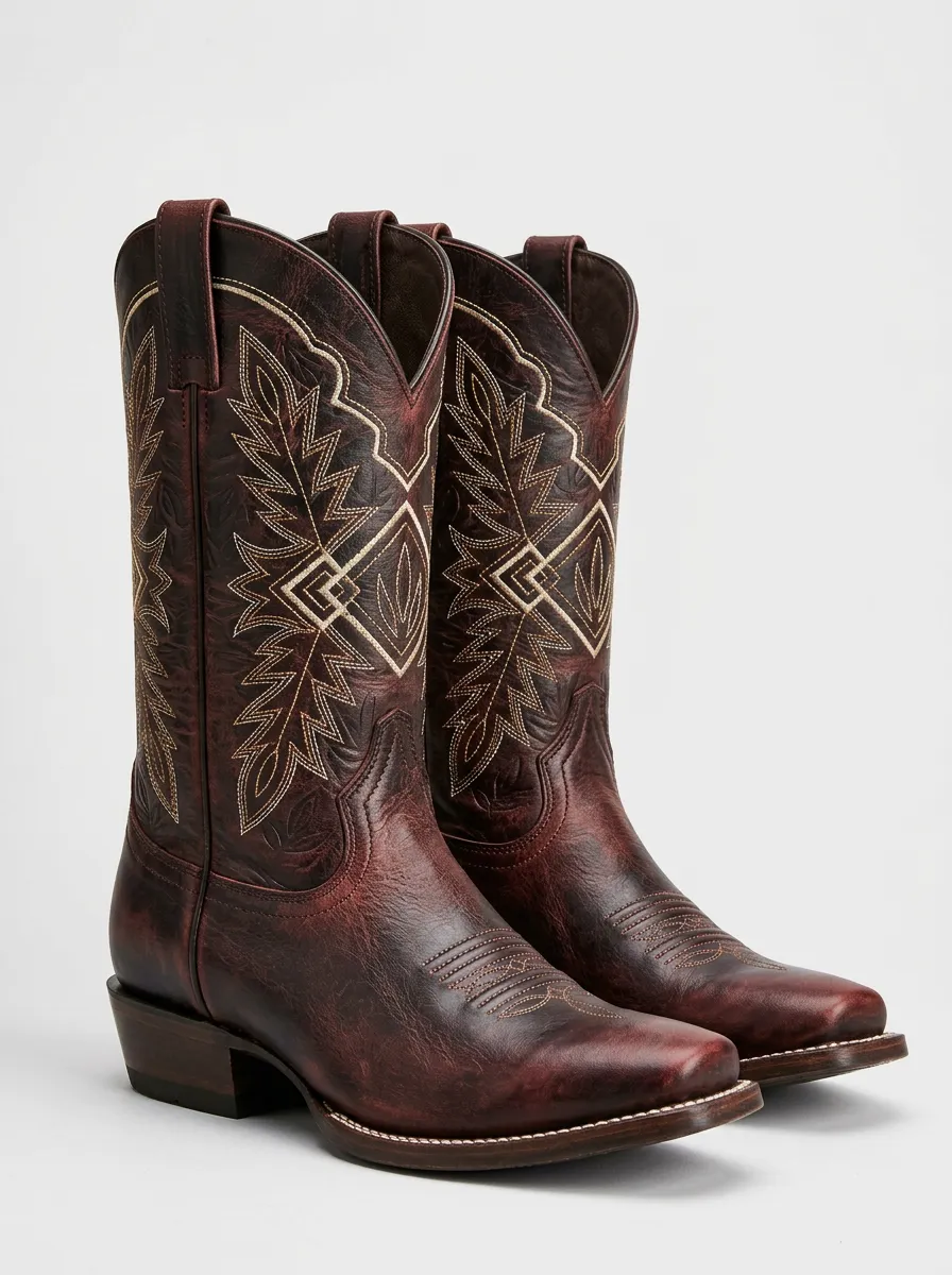 Men's Prairie Inspired Western Cowboy Embroidered Cowboy Boots