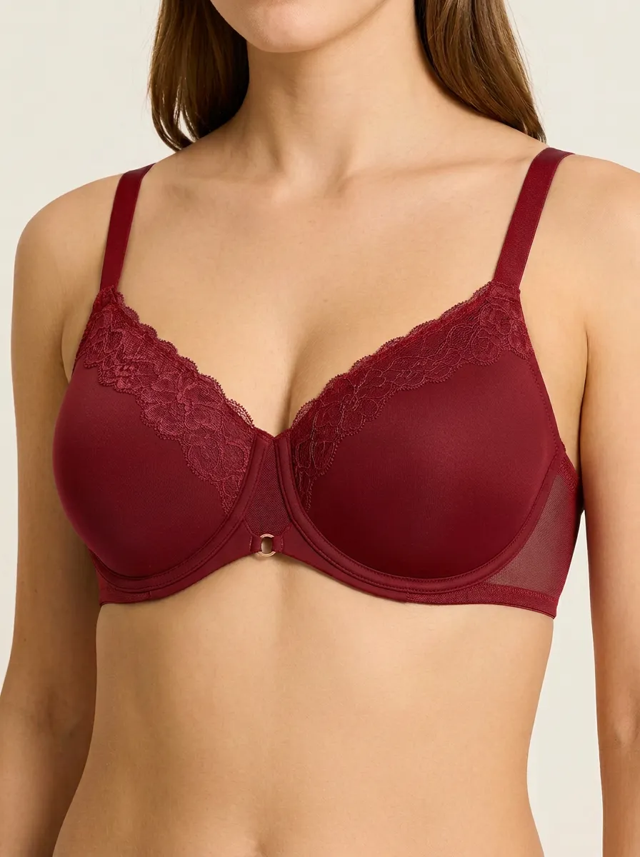 Women's Underwire Floral-Lace Lace-Trim Bra