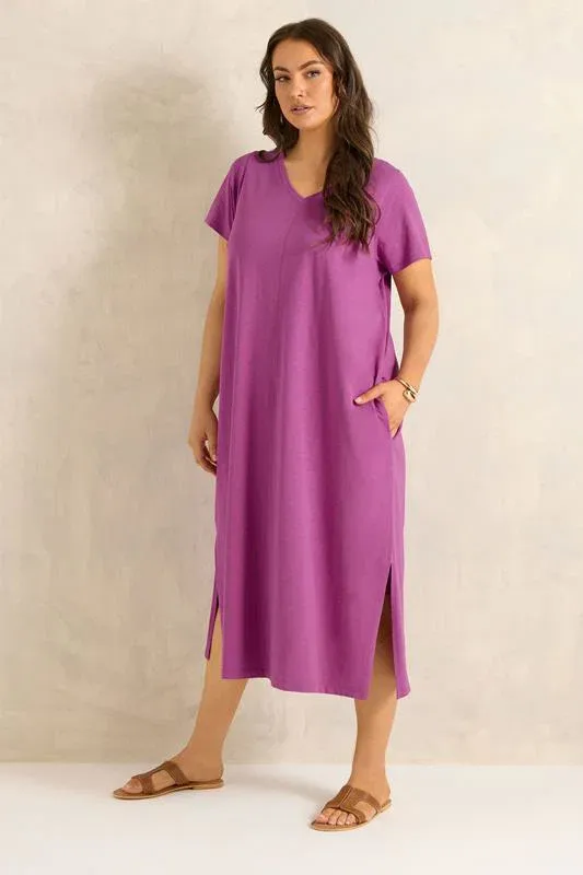 Purple Cotton Midi Dress